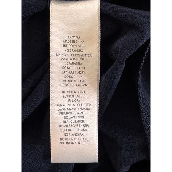 NEW ALEX EVENINGS Navy Cowl Neck Beaded Waist Evening Gown Size 14 - Picture 8 of 8